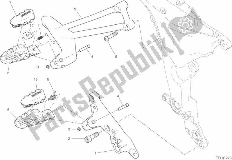 Tutte le parti per il Poggiapiedi, Giusto del Ducati Multistrada 950 S Touring 2020